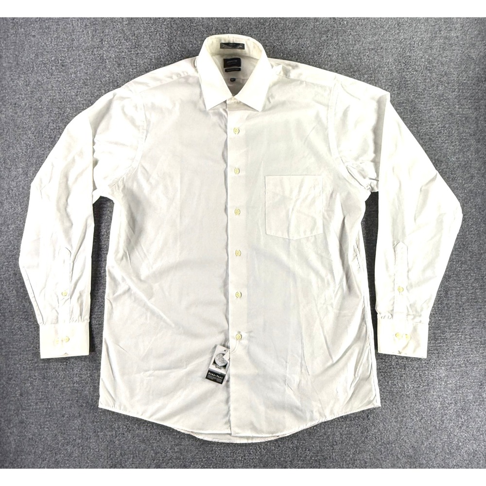 NWT Arrow 1851 Mens Dress Shirt White Classic Fit Wrinkle Free Poplin 15.5 34/35